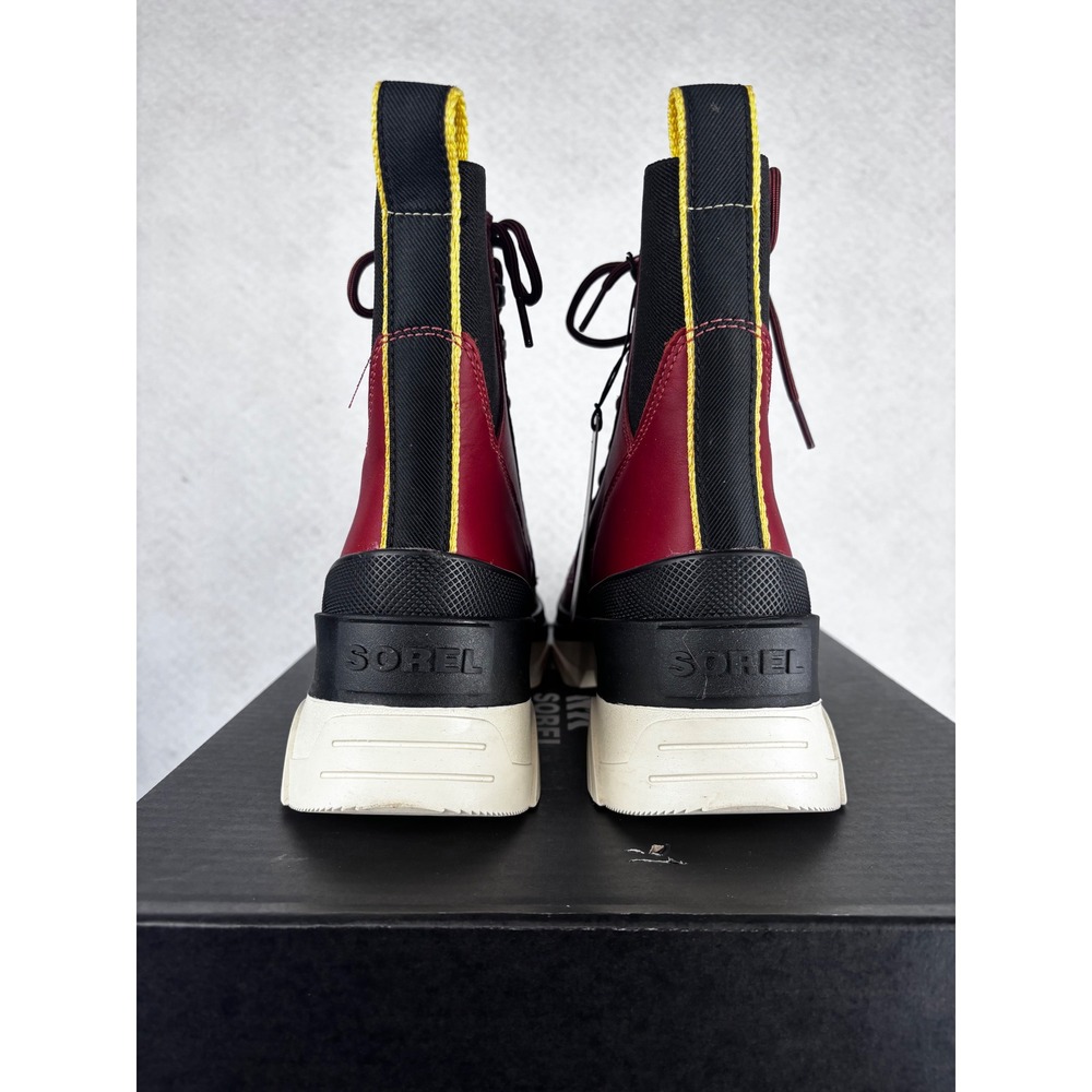 SOREL Brex Boot Lace WP Women's 9 Warp Red Black Waterproof Lug Sole Leather - Picture 5 of 7
